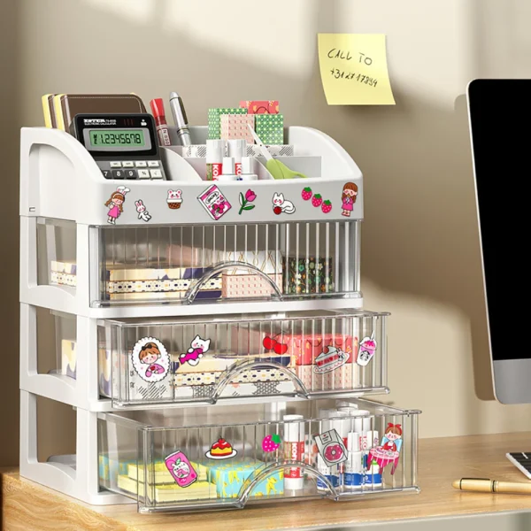 Drawer Style Storage Box Transparent Jewelry Skin Care Products Storage Box High-capacity Desktop Clutter Dustproof Organizer - Image 3