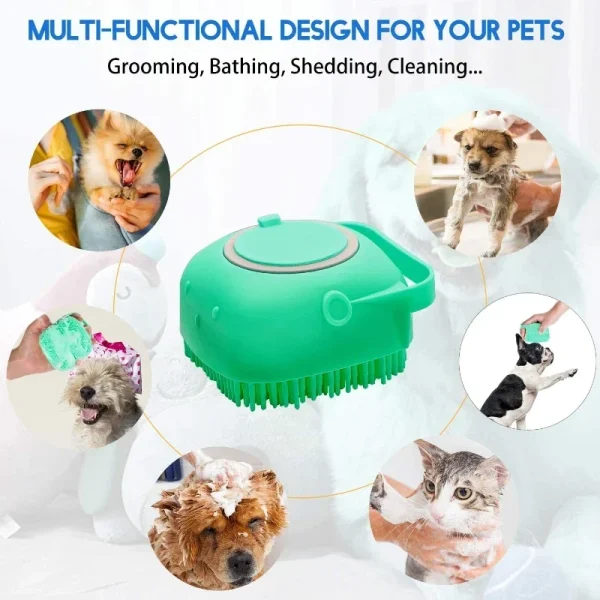 Pet Dog Shampoo Brush 2.7oz 80ml Cat Massage Comb Grooming Scrubber for Bathing Short Hair Soft Silicone Rubber Dog accessories - Image 5