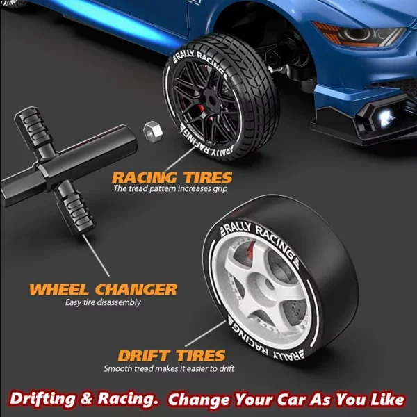 1:24 High Speed RC Drift Vehicle Cars Mustang 4WD Remote Control Racing Car Gift Competition Race Car Boys Toy Replaceable Tire - Image 6