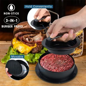 1PC-Plastic PP manual hamburger non-stick round rice cake mold press meat pie maker hamburger shape press meat device