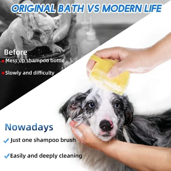 Pet Dog Shampoo Brush 2.7oz 80ml Cat Massage Comb Grooming Scrubber for Bathing Short Hair Soft Silicone Rubber Dog accessories - Image 4