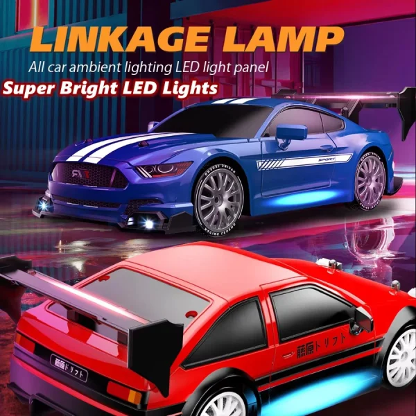 1:24 High Speed RC Drift Vehicle Cars Mustang 4WD Remote Control Racing Car Gift Competition Race Car Boys Toy Replaceable Tire - Image 4