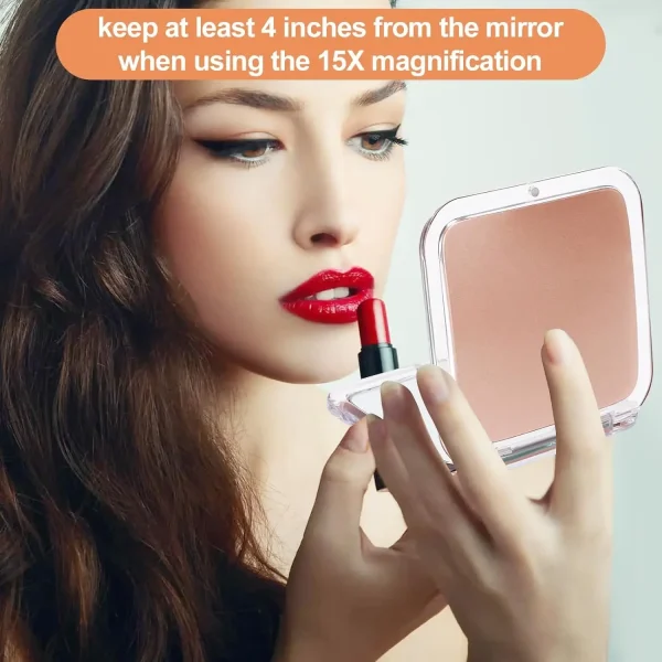 Compact 15X Magnifying Makeup Mirror for Travel Small Pocket Mirror-Handheld, Foldable Portable 2-Sided Mirror for Purses Square - Image 5