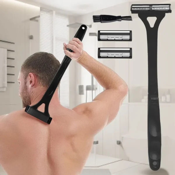 Men Triple Blade Manual Back Machine Hair Shaver Safety Long Handle Foldable Trimmer Body Leg Handle Removal Shaving Razor