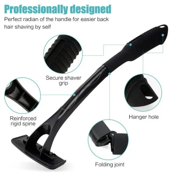 Men Triple Blade Manual Back Machine Hair Shaver Safety Long Handle Foldable Trimmer Body Leg Handle Removal Shaving Razor - Image 5